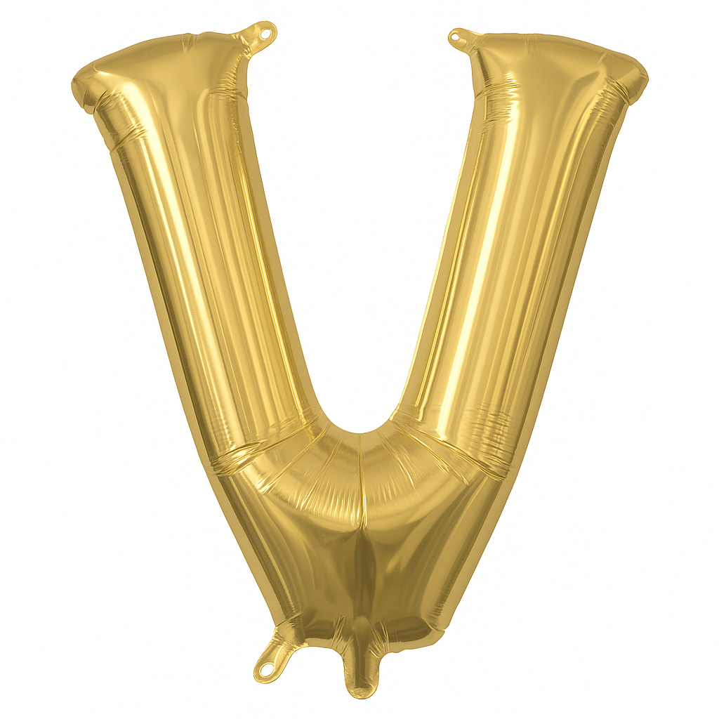 Gold Letter "V" Foil Air-Filled Balloon