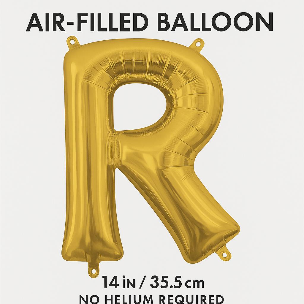 Gold Foil Letter "R" Air-Filled Balloon