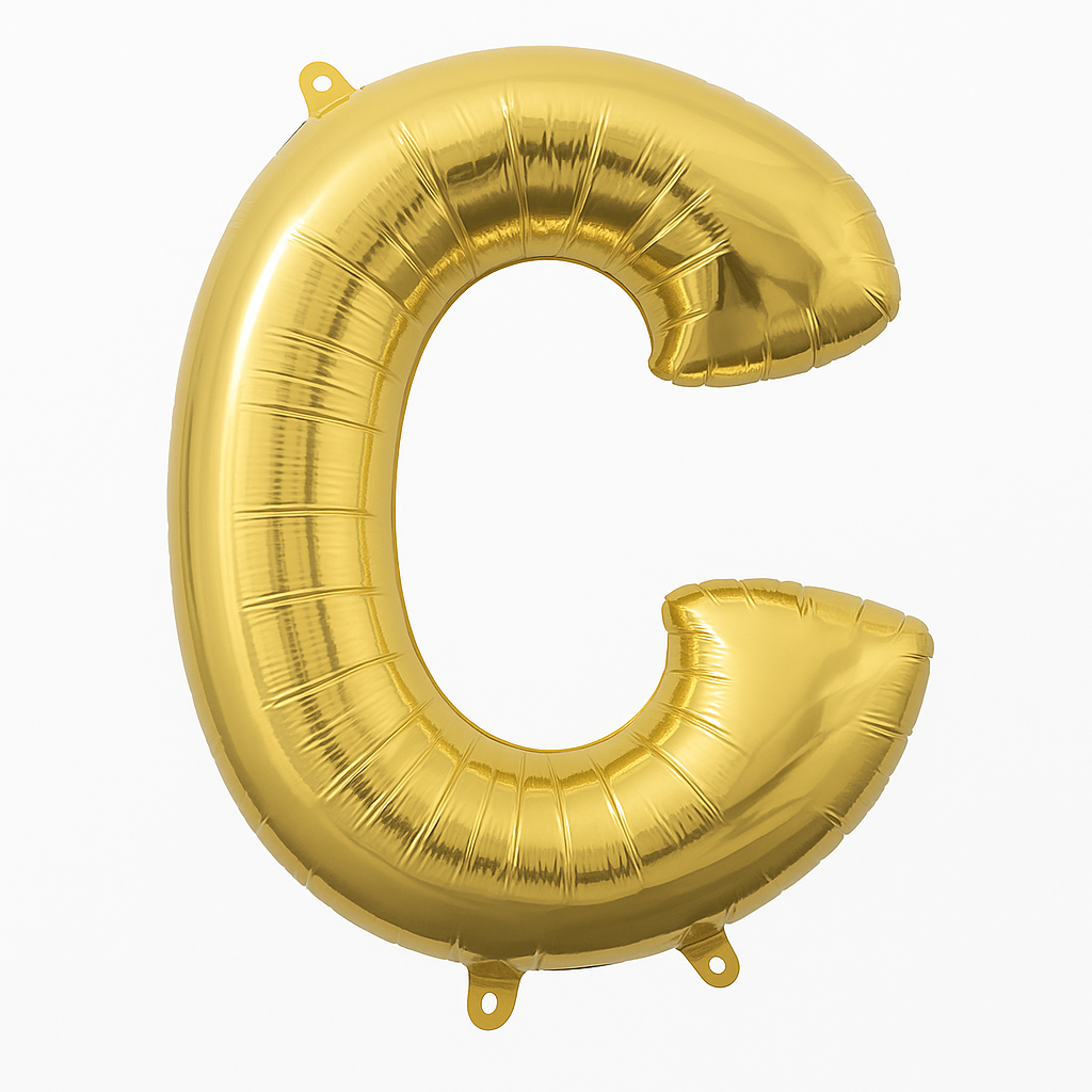 Gold Foil Letter C Balloon - Air-Filled Metallic Decor