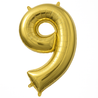 Gold Foil Number 9 Balloon - Air Filled