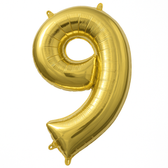 Gold Foil Number 9 Balloon - Air Filled