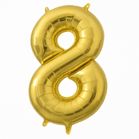 Gold Number 8 Metallic Foil Balloon - Air-Filled