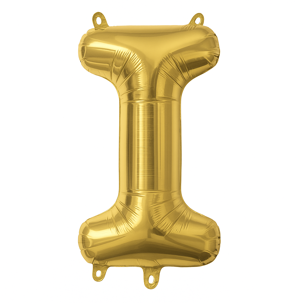 Gold Letter "I" Foil Balloon - Air Filled