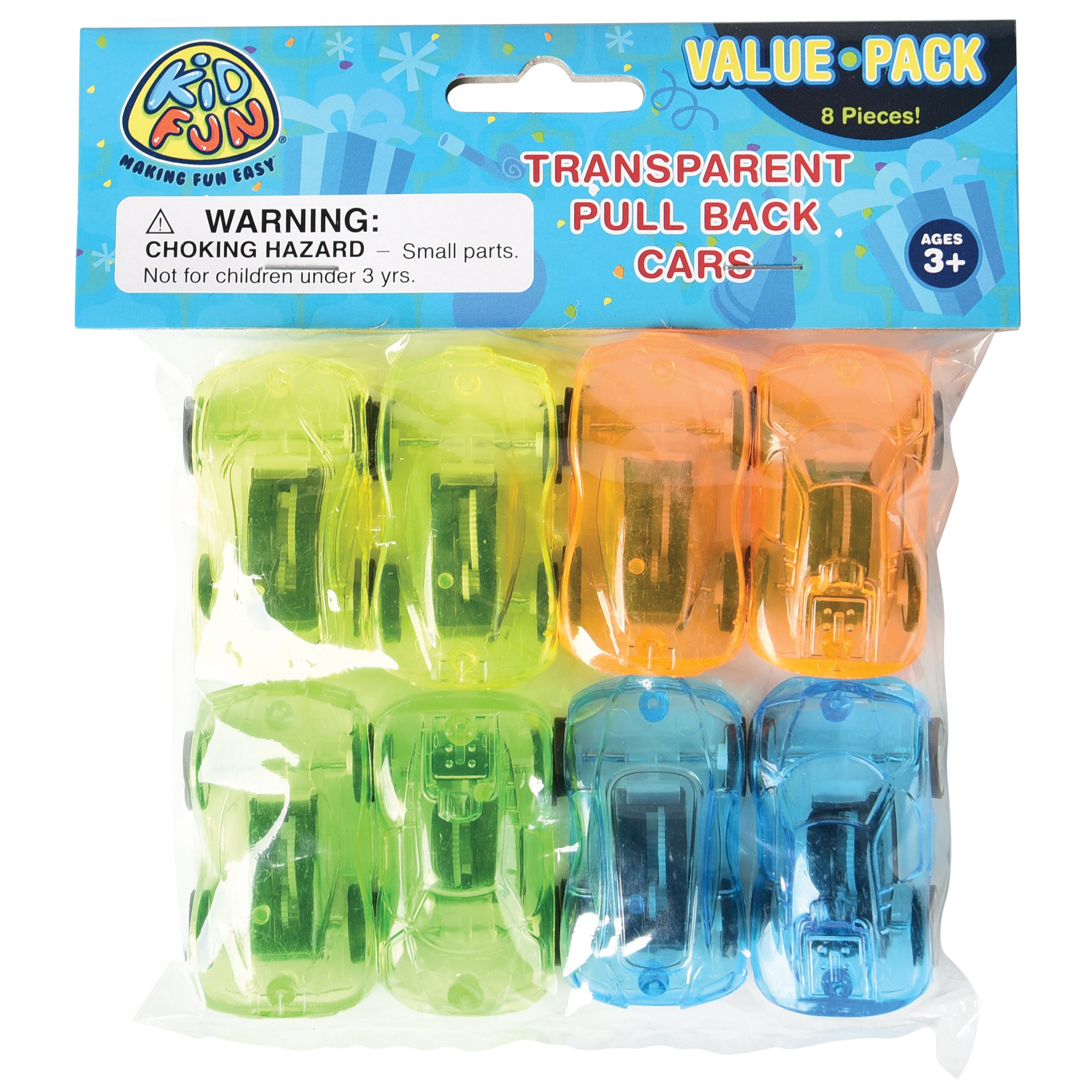Transparent Pull Back Cars/8 Per Pkg - 8 Count