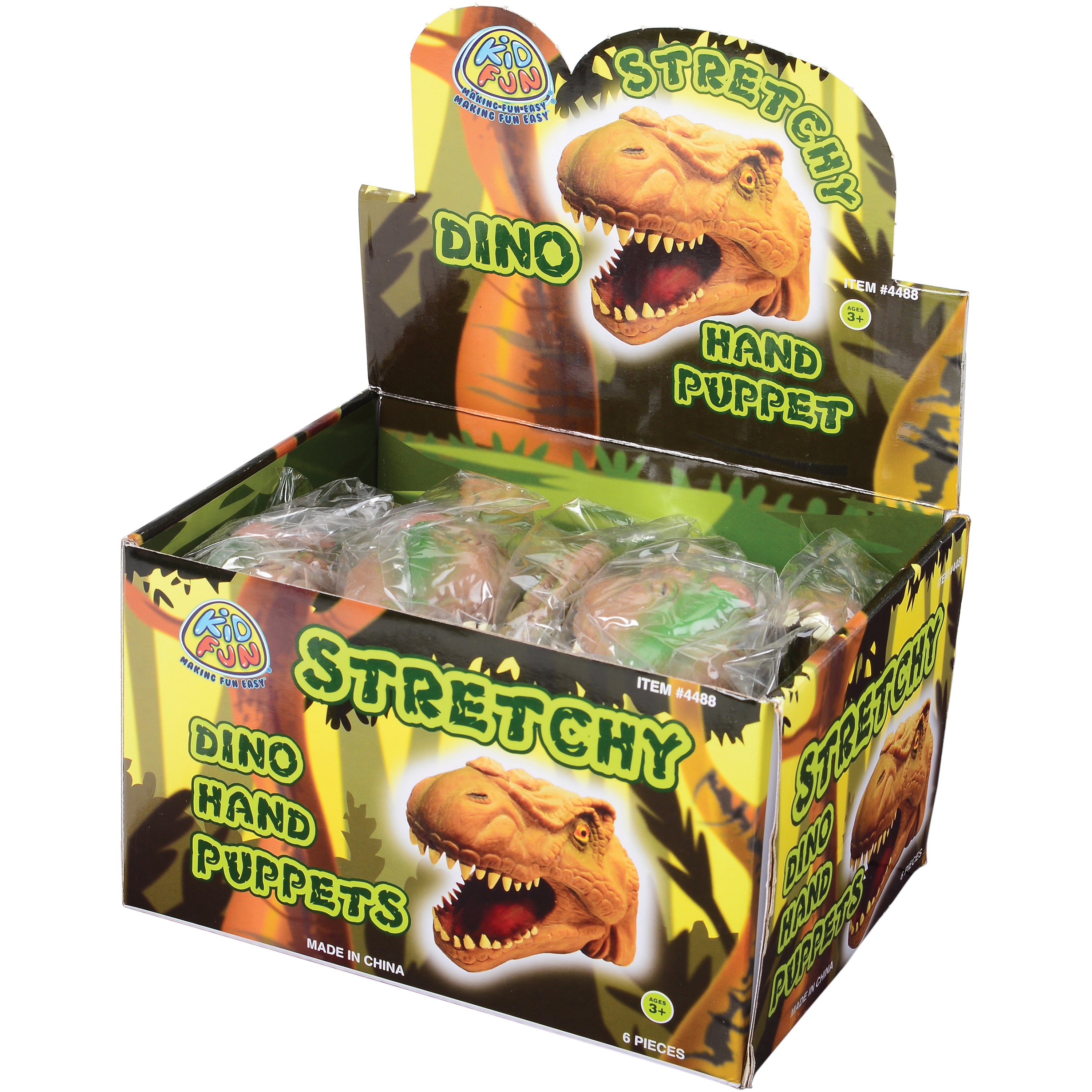 Stretchy Dino Hand Puppets/6 Per Disp - 6 Count