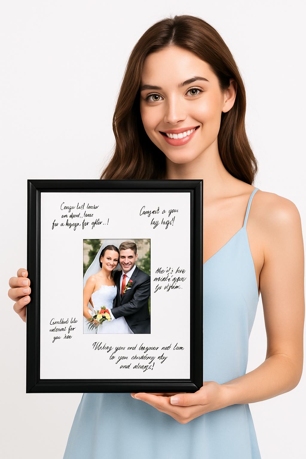 Black Wedding Autograph Photo Frame with Easel Stand