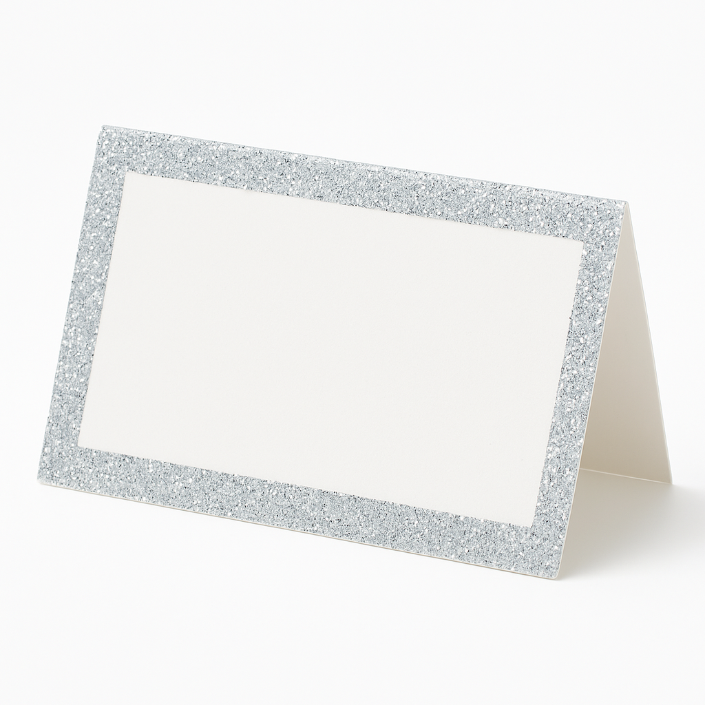 Elegant Silver Glitter Place Cards - Pack of 50