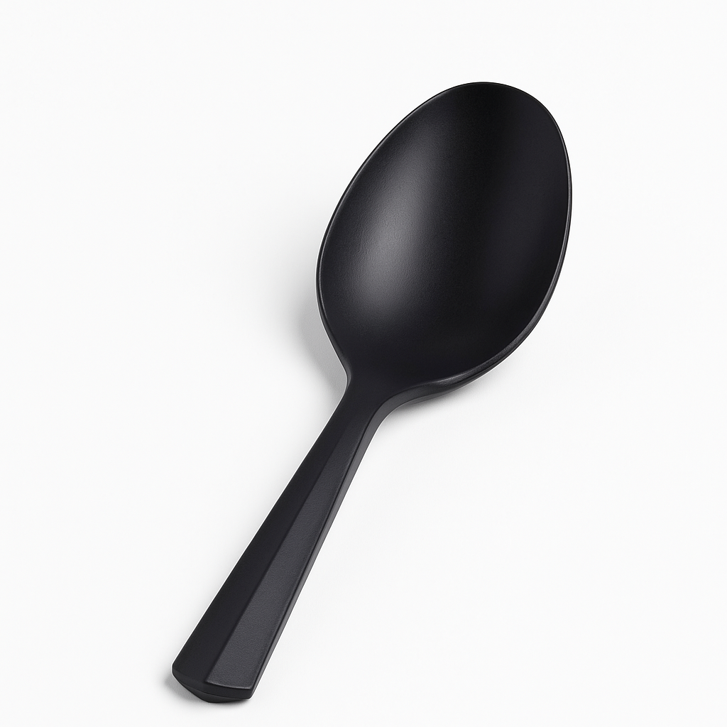 Classic Black Plastic Spoons - Economy Pack