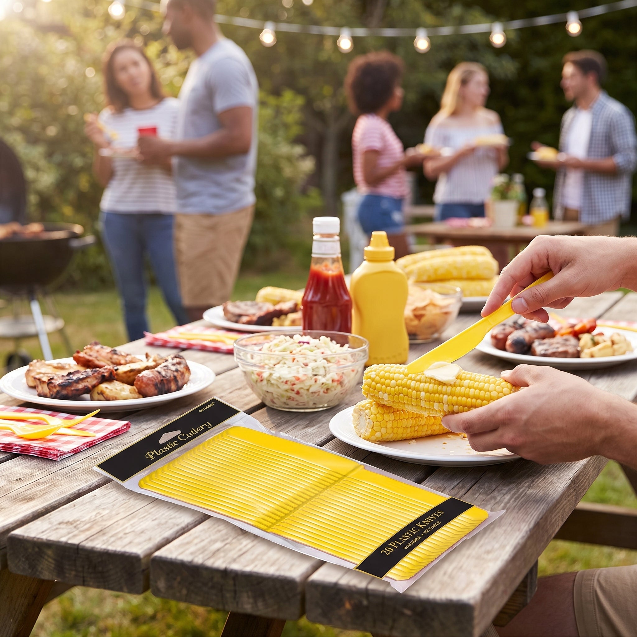 Yellow Sunshine Plastic Knives - 7.5 in. - 20 Pack