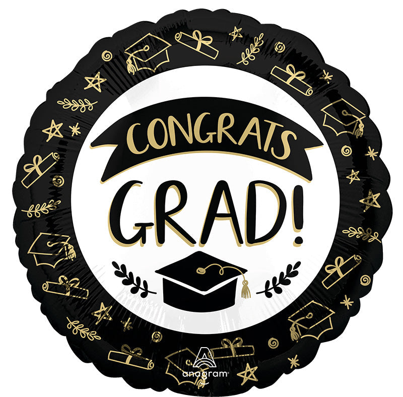 Sketched "Congrats Grad" Foil Balloon - 18"
