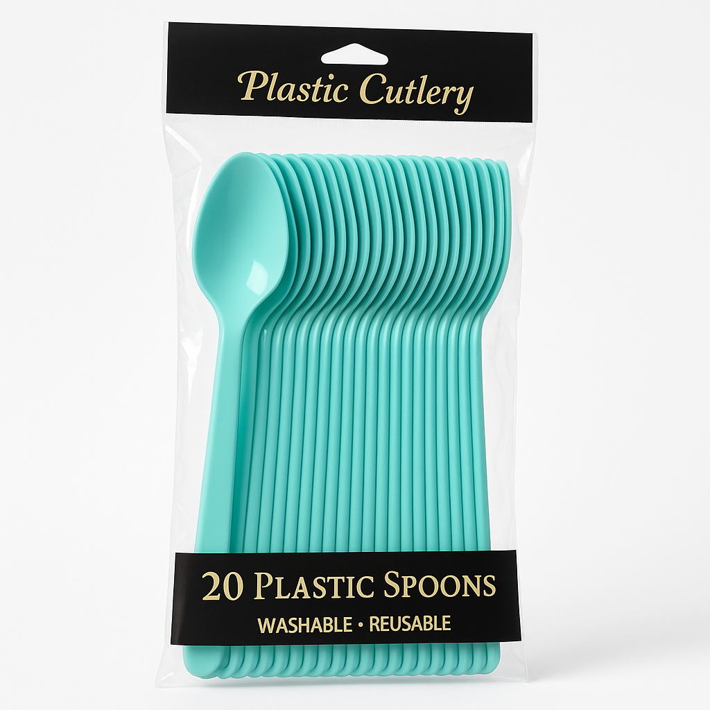 Robin's Egg Blue Plastic Spoons - 20 Pack
