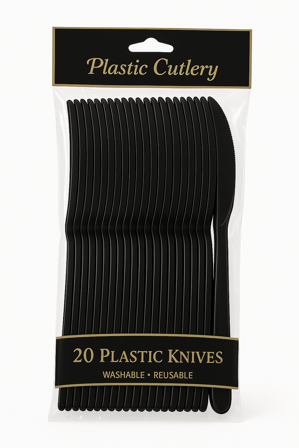 Jet Black Economy Plastic Knives - Pack of 20