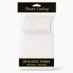 Frosty White Economy Plastic Forks - Pack of 20