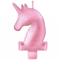 Enchanted Unicorn Wax Birthday Candle - Sparkling Pink