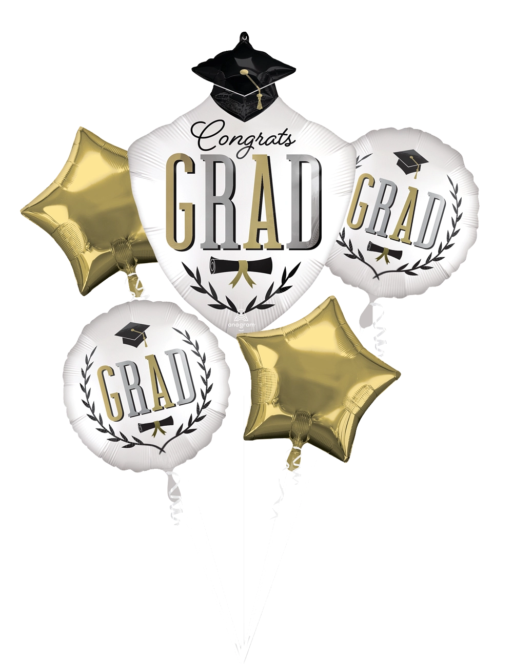 Satin Caps Off Graduation Foil Balloon Bouquet