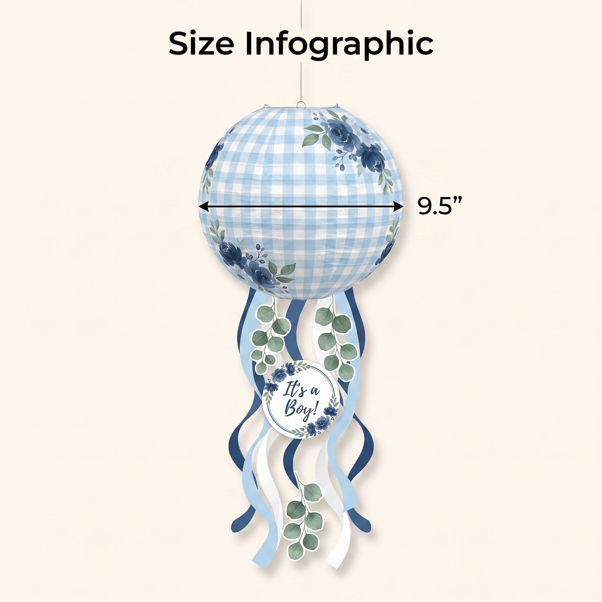 Baby in Bloom Hanging Lanterns - Blue Floral 3-Pack