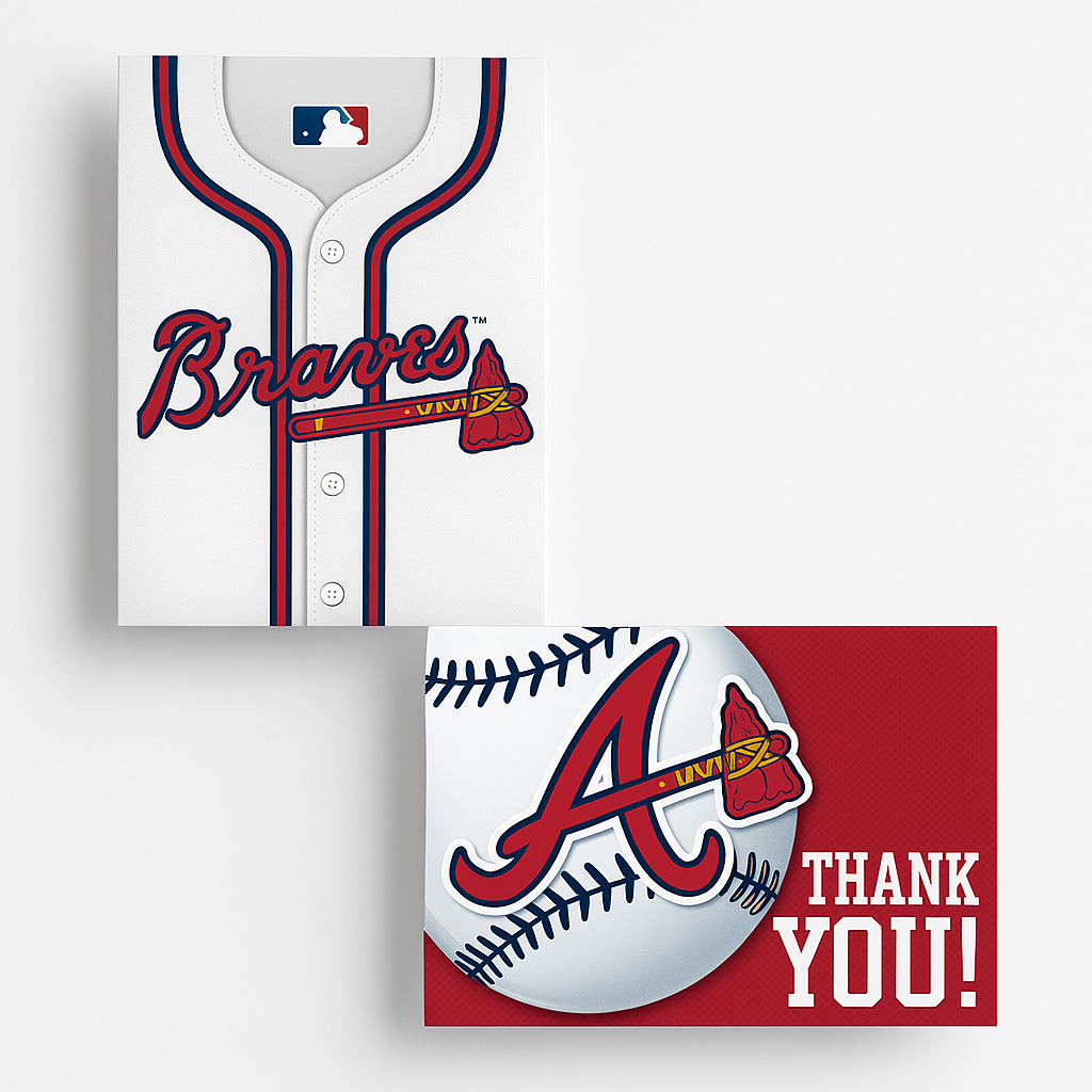 Atlanta Braves MLB Invitation & Thank You Card Set
