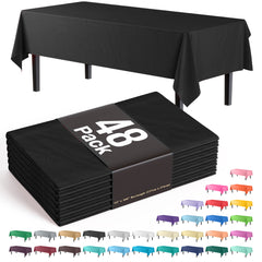 Black Plastic Table Cover | Case of 48 - 54 In. x 108 In.