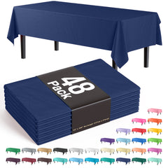 Navy Blue Plastic Table Cover | Case of 48 - 54 In. x 108 In.
