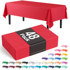 Red Plastic Table Cover | Case of 48 - 54 In. x 108 In.