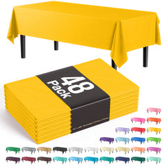 Yellow Plastic Table Cover | Case of 48 - 54 In. x 108 In.