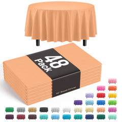 Round Peach Plastic Table Cover | Case of 48
