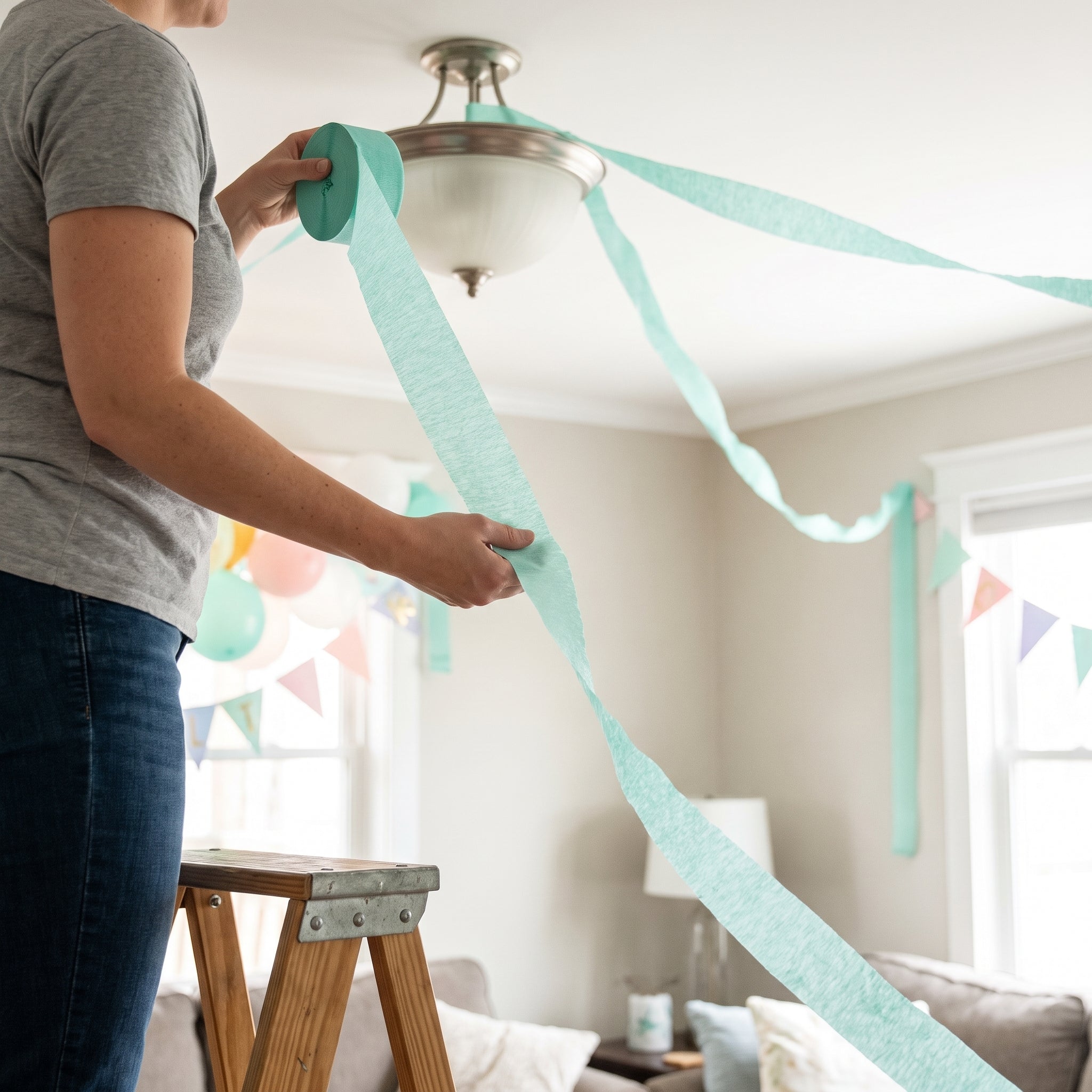 Cool Mint Crepe Paper Streamer - 81 ft