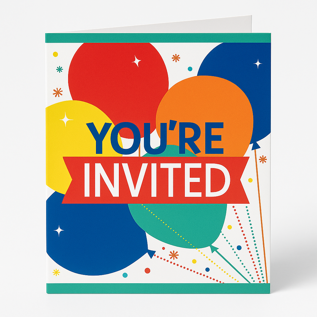 Colorful Balloon Fest Birthday Invitations