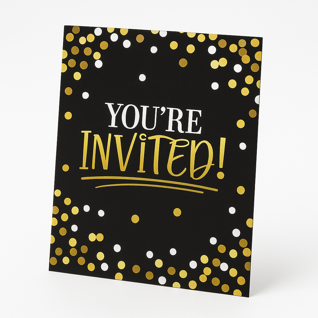 Black and Gold Birthday Invitation Cards