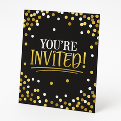 Black and Gold Birthday Invitation Cards