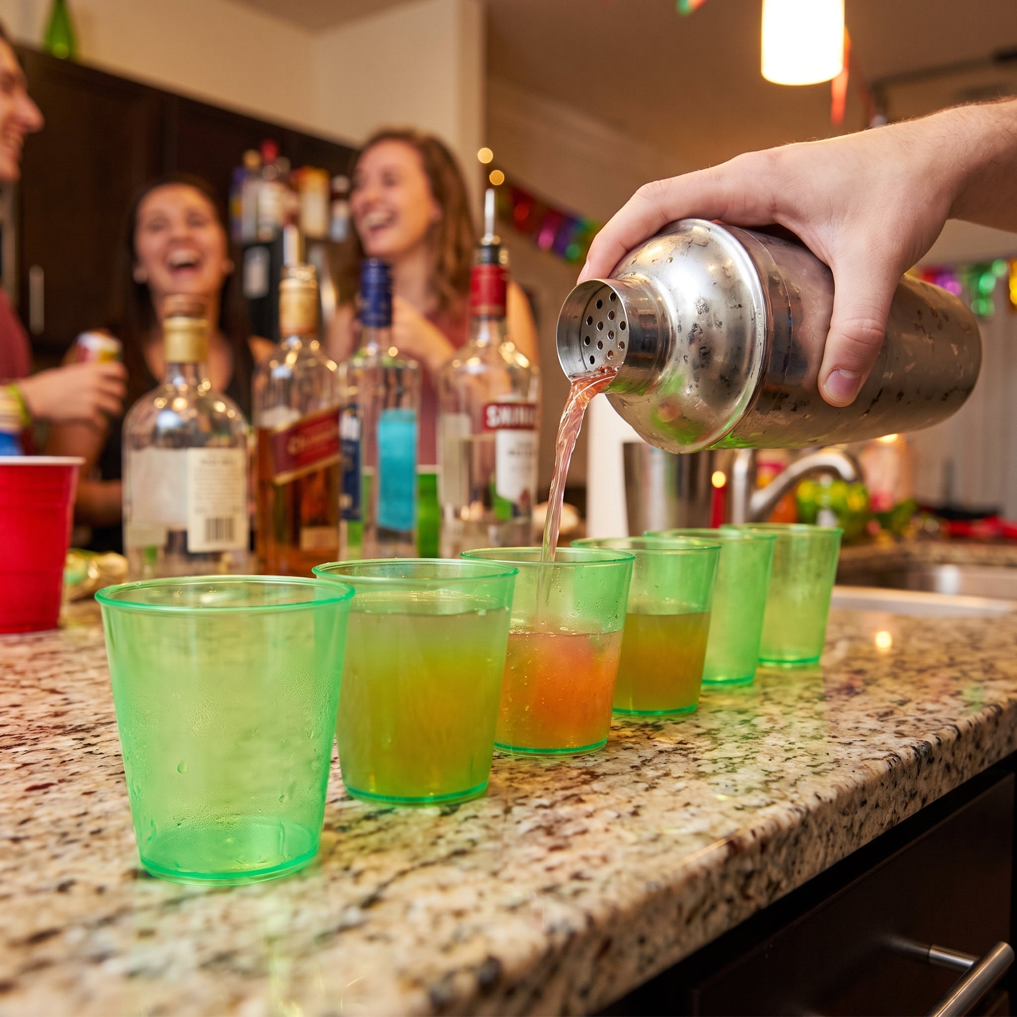 Kiwi Green Plastic Shot Glasses - 2 oz, 100 Pack