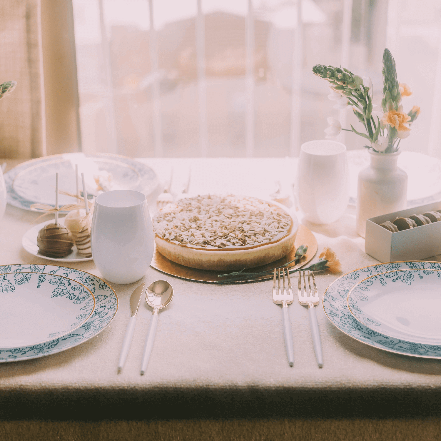 8 In. Roses Design Plastic Plates | 10 Count