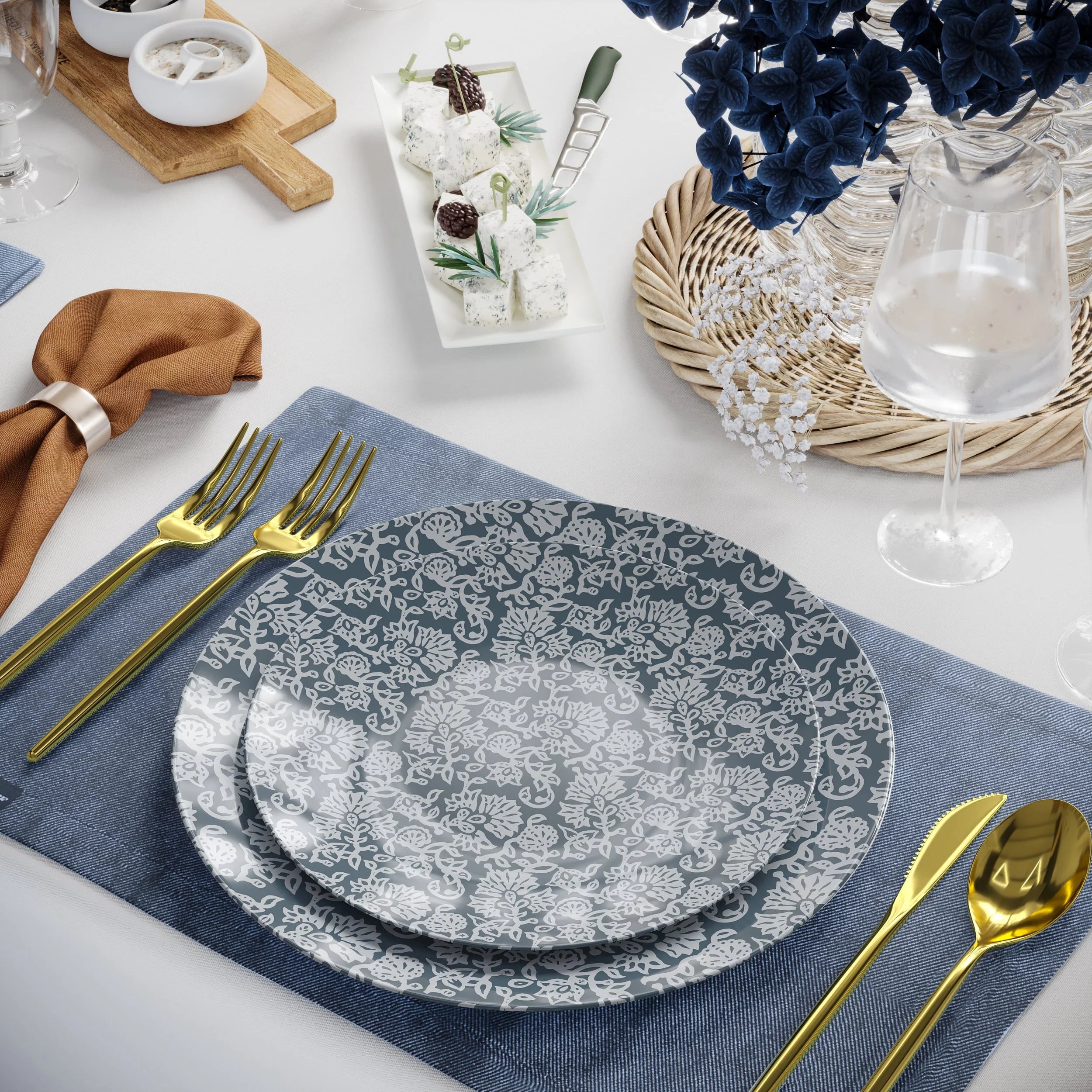 8" Garden Damask Design Plastic Plates (10)