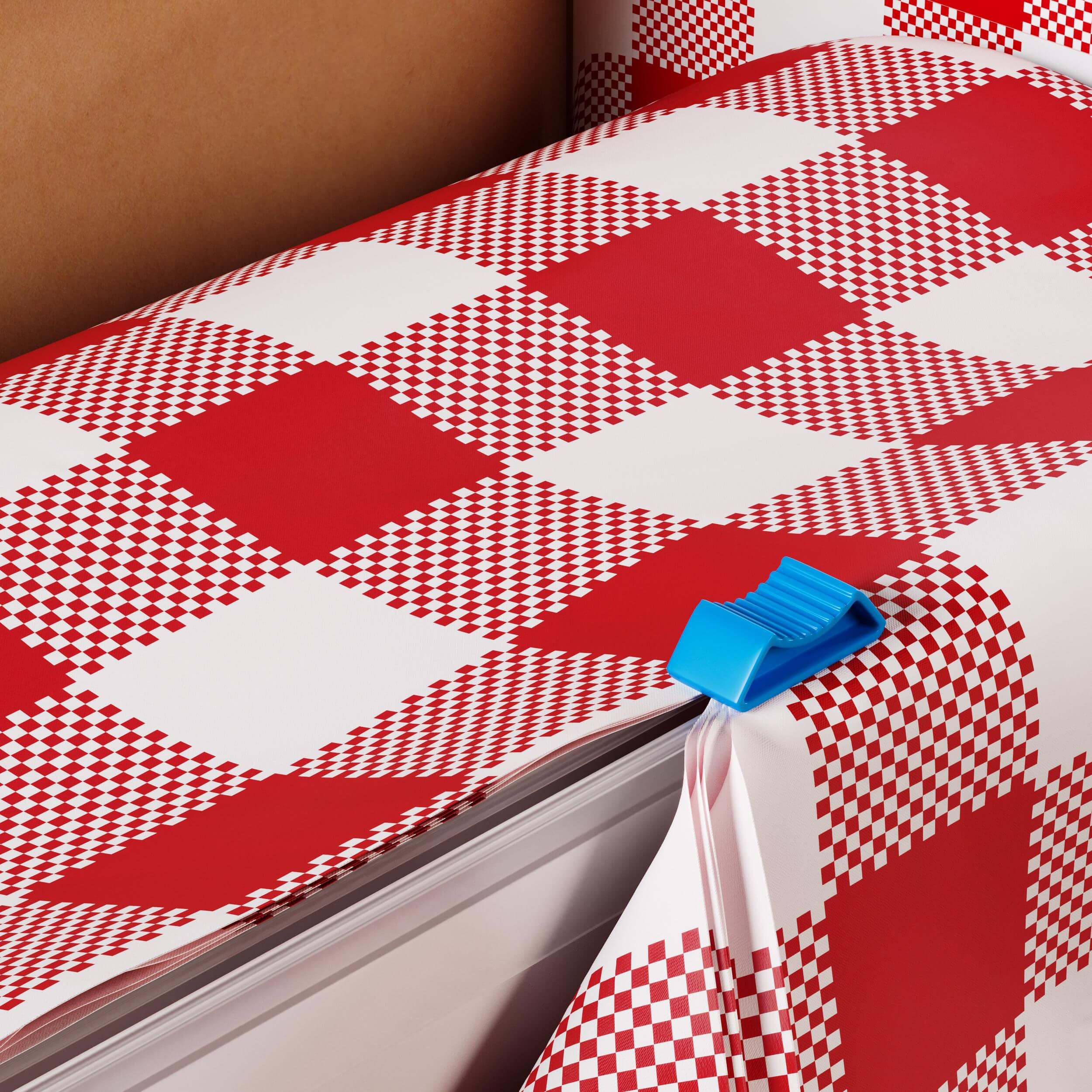 54 In. x 300 Ft. Cut to Size Plastic Table Cover  | Red Gingham | Case of 4