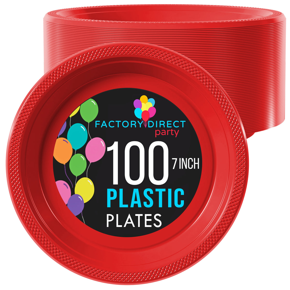 7 In. Red Plastic Plates | 100 Count