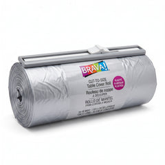 Silver Plastic Table Cover Roll with Slide Cutter - 40" x 126'