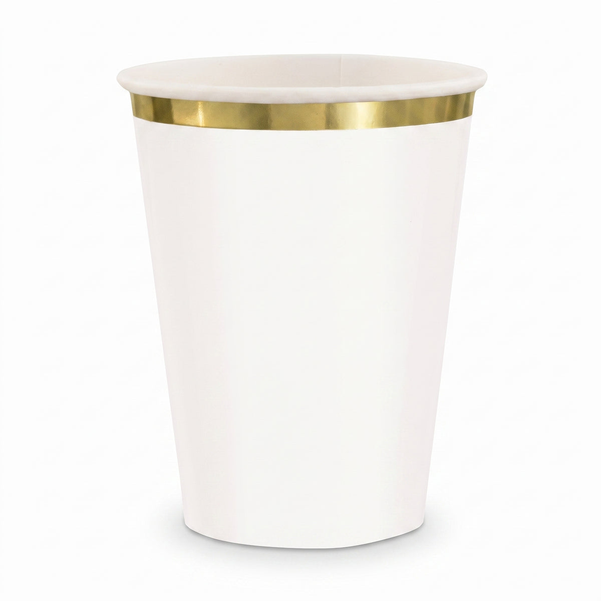 Elegant White Paper Cups with Gold Trim - 12oz