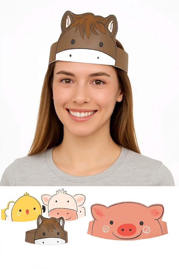 Farmyard Friends Party Crowns - 8 Pack