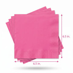 Bright Pink Luncheon Napkins - 6.5 in. x 6.5 in. - 50ct