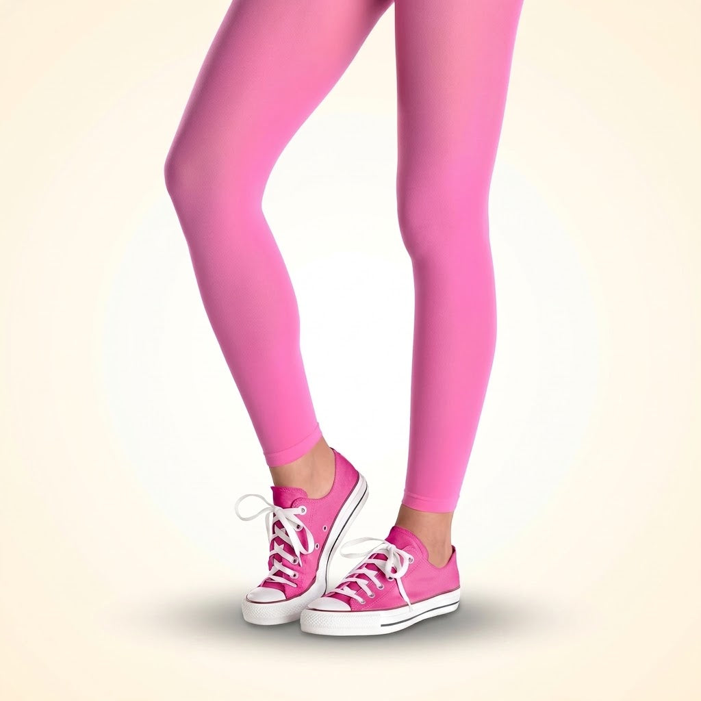 Bright Pink Footless Tights - Fun and Cheerful Legwear Accessory