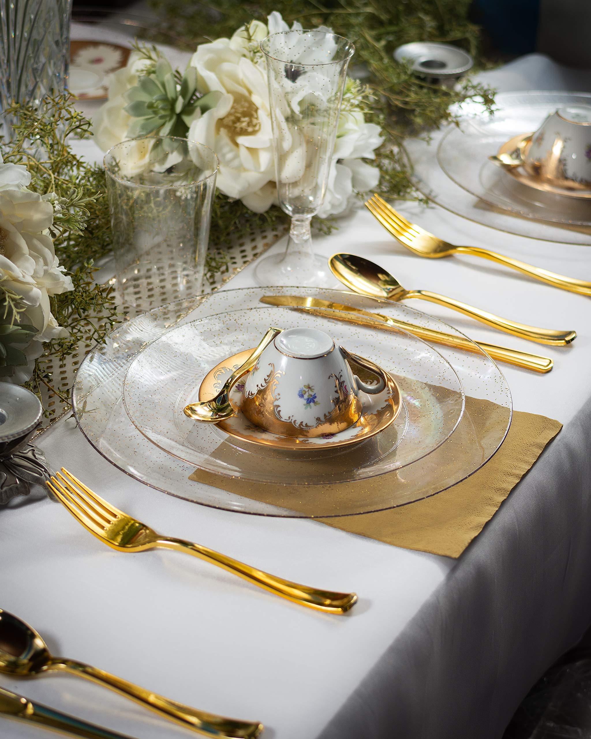 5 Oz. Gold Sparkle Plastic Flute Glasses | 144 Qty