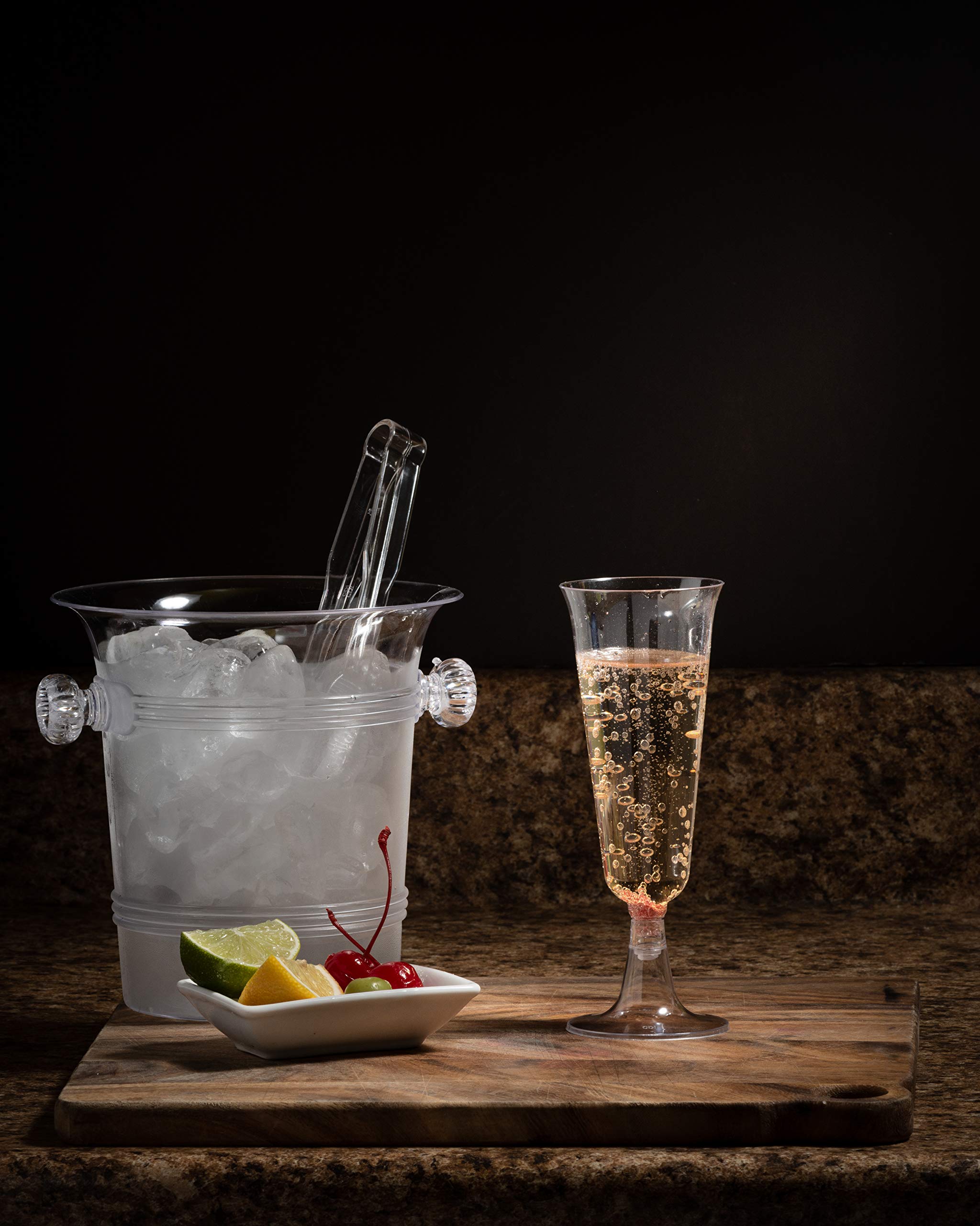 5 Oz. Rose Gold Sparkle Plastic Flute Glasses | 144 Qty