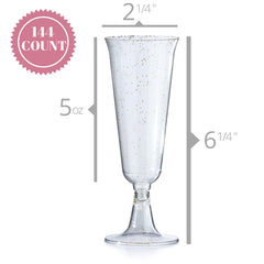 5 Oz. Rose Gold Sparkle Plastic Flute Glasses | 12 Count