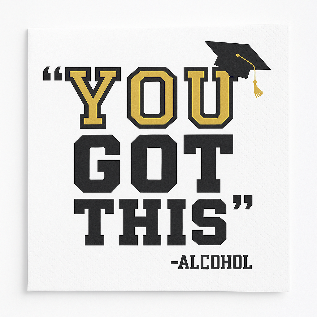 Edgy Grad Beverage Napkins - Graduation Party Essentials - 5 In. X 5 In.