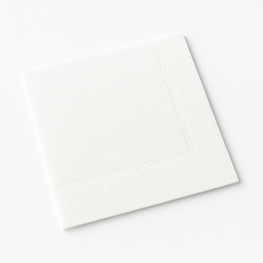 Elegant White Hot Stamped Beverage Napkins