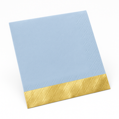 Elegant Blue Beverage Napkins with Gold Foil Accent - 5 In. X 5 In.