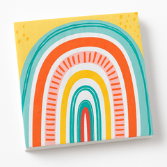 Retro Rainbow Paper Beverage Napkins - 16-Pack, Colorful Party Supplies - 5 In. X 5 In.