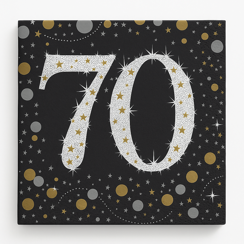 Sparkling Celebration 70th Birthday Beverage Napkins