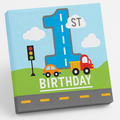 On The Road 1st Birthday Beverage Napkins - 5 In. X 5 In.