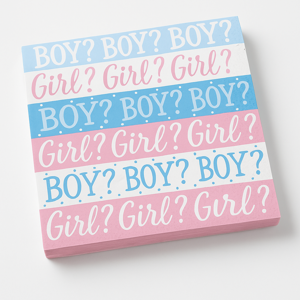 "Pink or Blue? Baby Shower Beverage Napkins"